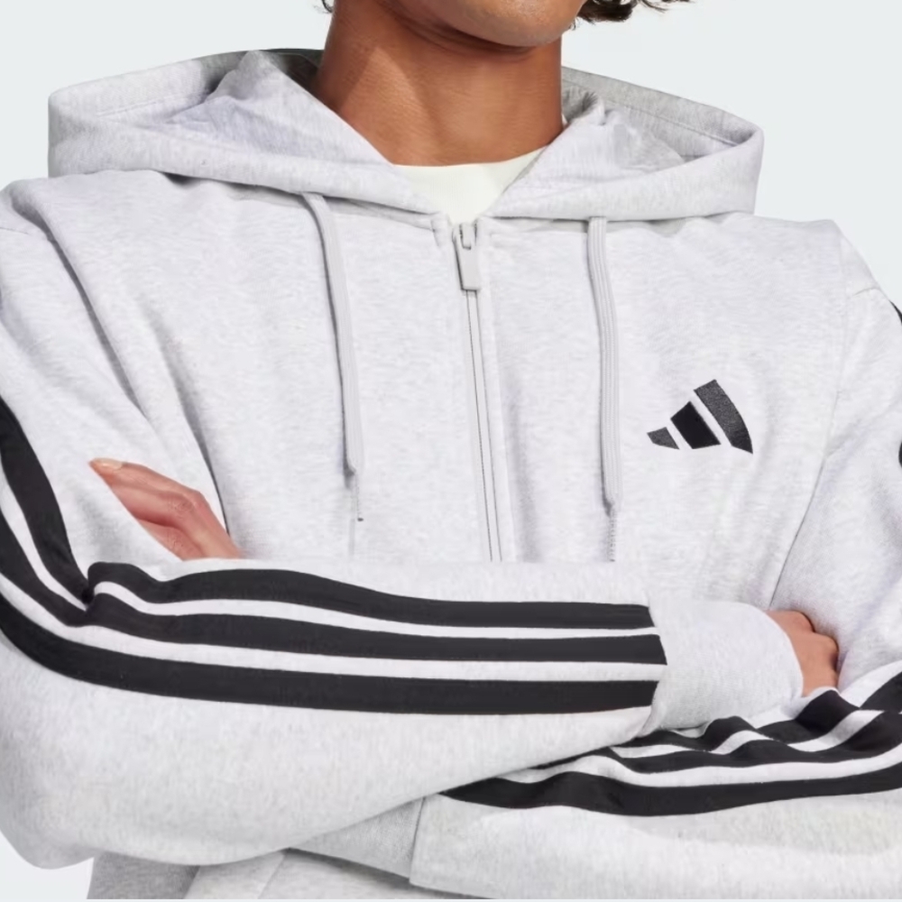 Adidas Gray Hoodie with Black Stripes